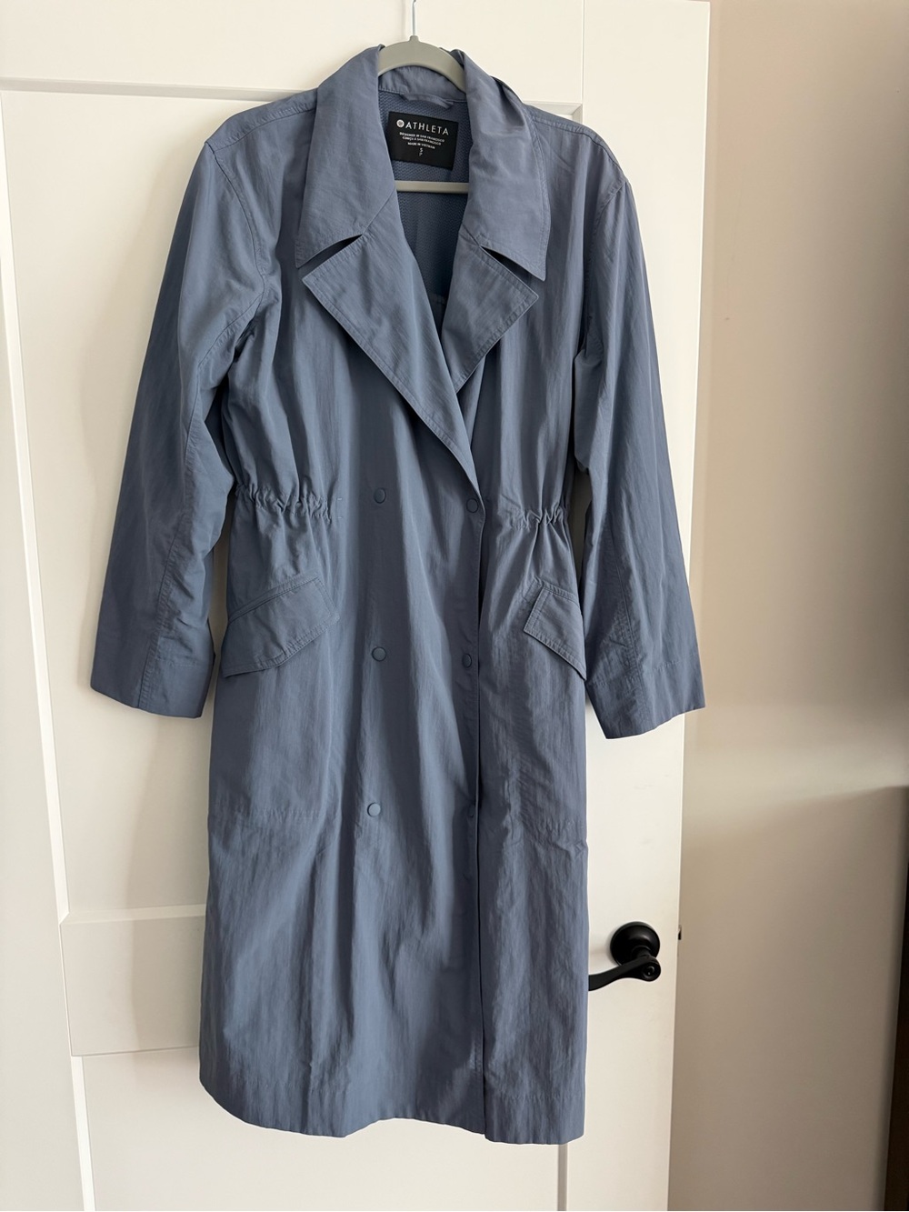 Athleta Dusty Blue Lightweight Trench Coat